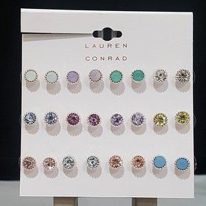 LC LAUREN CONRAD SILVER PLATED  12 STUD EARRINGS